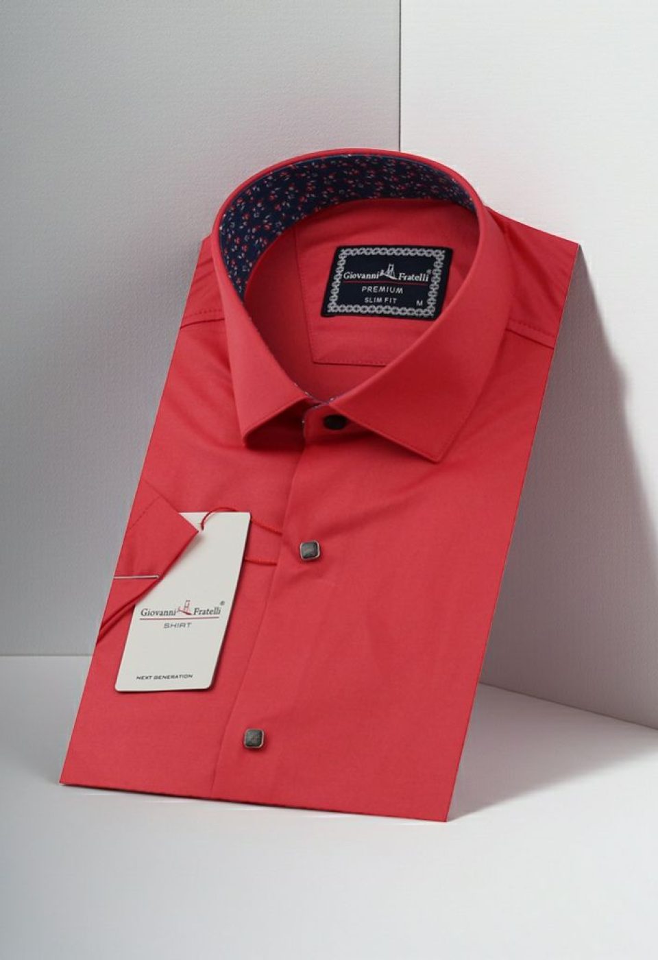 Slim Fit Kısa Kol Düz Renk Saten Erkek Gömlek 3GMK327070009 - Giovanni Fratelli
