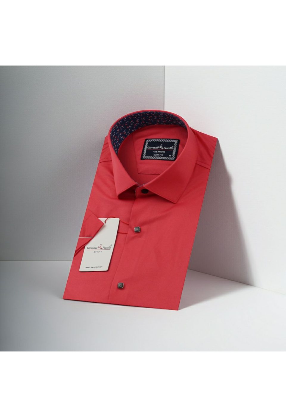 Slim Fit Kısa Kol Düz Renk Saten Erkek Gömlek 3GMK327070009 - Giovanni Fratelli