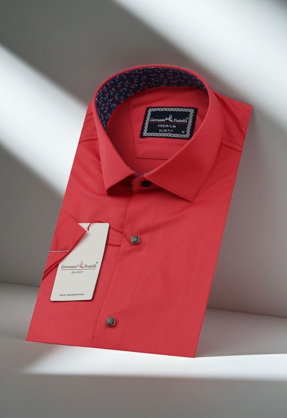 Slim Fit Kısa Kol Düz Renk Saten Erkek Gömlek 3GMK327070009 - Giovanni Fratelli