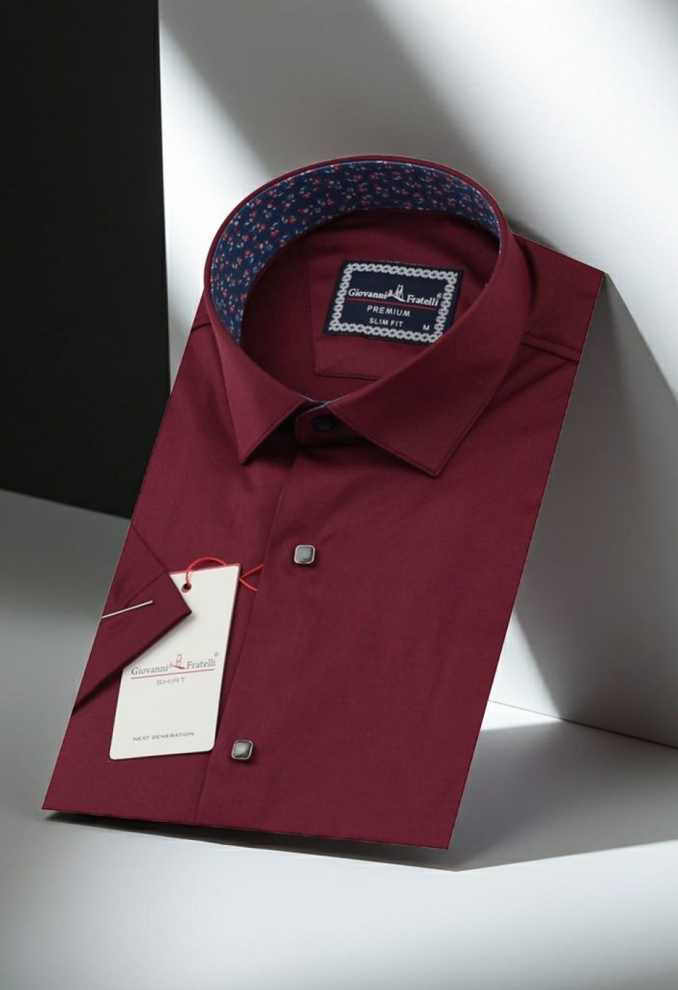 Slim Fit Kısa Kol Düz Renk Saten Erkek Gömlek 3GMK327070011 - Giovanni Fratelli