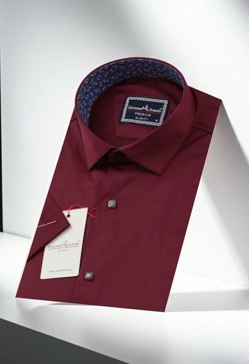 Slim Fit Kısa Kol Düz Renk Saten Erkek Gömlek 3GMK327070011