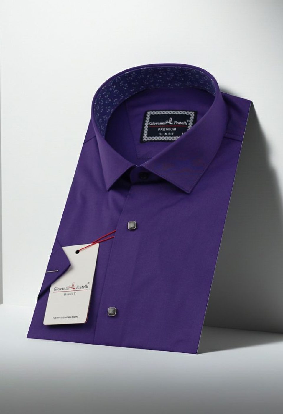 Slim Fit Kısa Kol Düz Renk Saten Erkek Gömlek 3GMK327070012