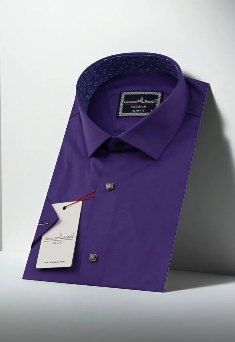 Slim Fit Kısa Kol Düz Renk Saten Erkek Gömlek 3GMK327070012