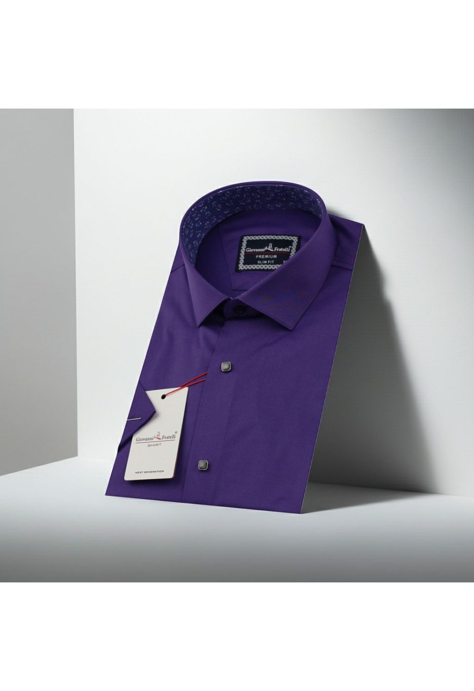 Slim Fit Kısa Kol Düz Renk Saten Erkek Gömlek 3GMK327070012 - Giovanni Fratelli