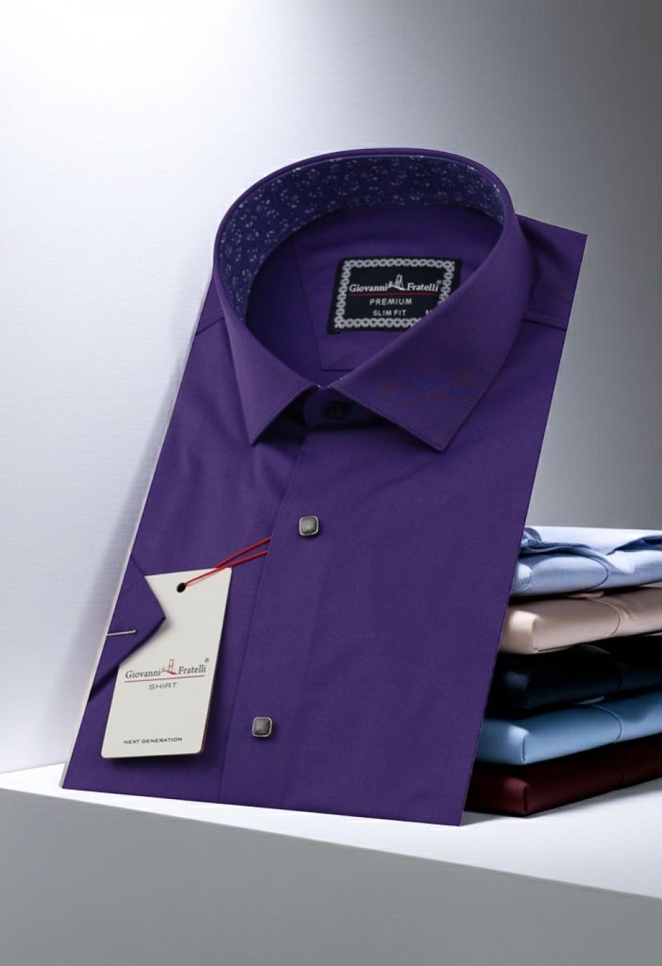 Slim Fit Kısa Kol Düz Renk Saten Erkek Gömlek 3GMK327070012 - Giovanni Fratelli