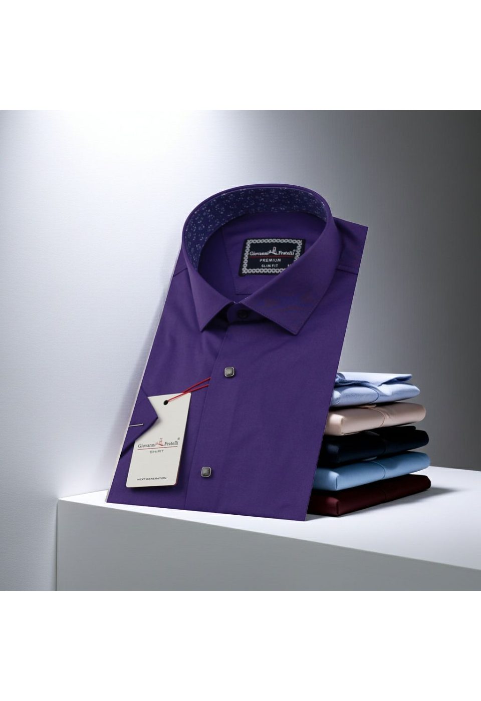 Slim Fit Kısa Kol Düz Renk Saten Erkek Gömlek 3GMK327070012 - Giovanni Fratelli