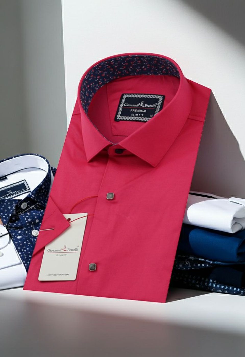 Slim Fit Kısa Kol Düz Renk Saten Erkek Gömlek 3GMK327070013 - Giovanni Fratelli