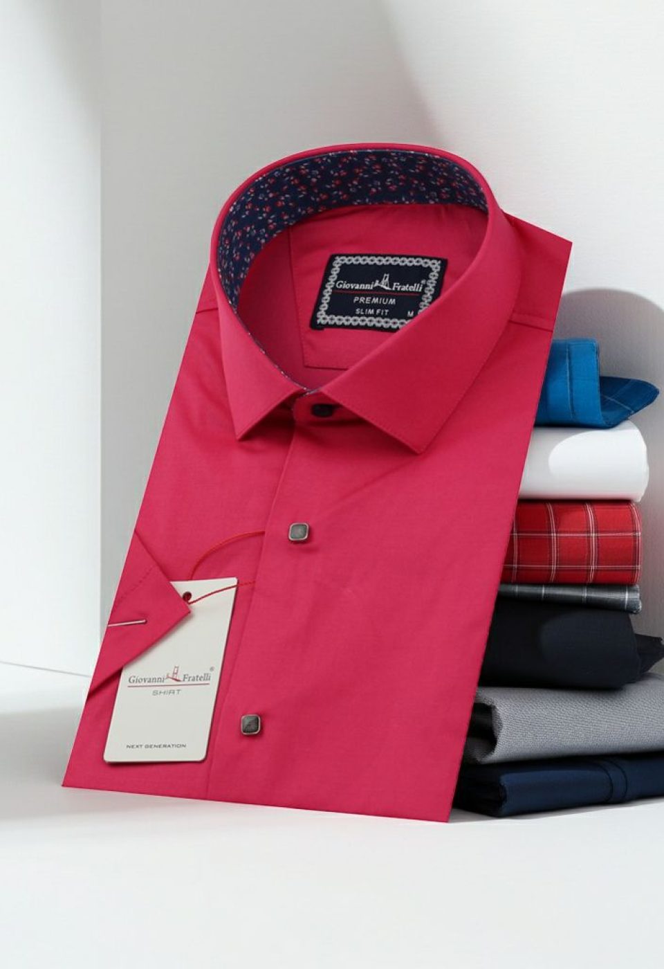 Slim Fit Kısa Kol Düz Renk Saten Erkek Gömlek 3GMK327070013