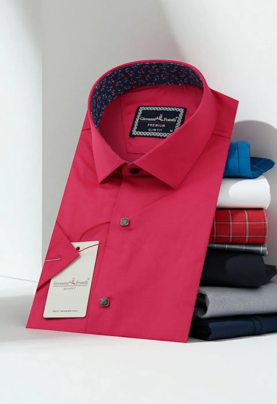 Slim Fit Kısa Kol Düz Renk Saten Erkek Gömlek 3GMK327070013