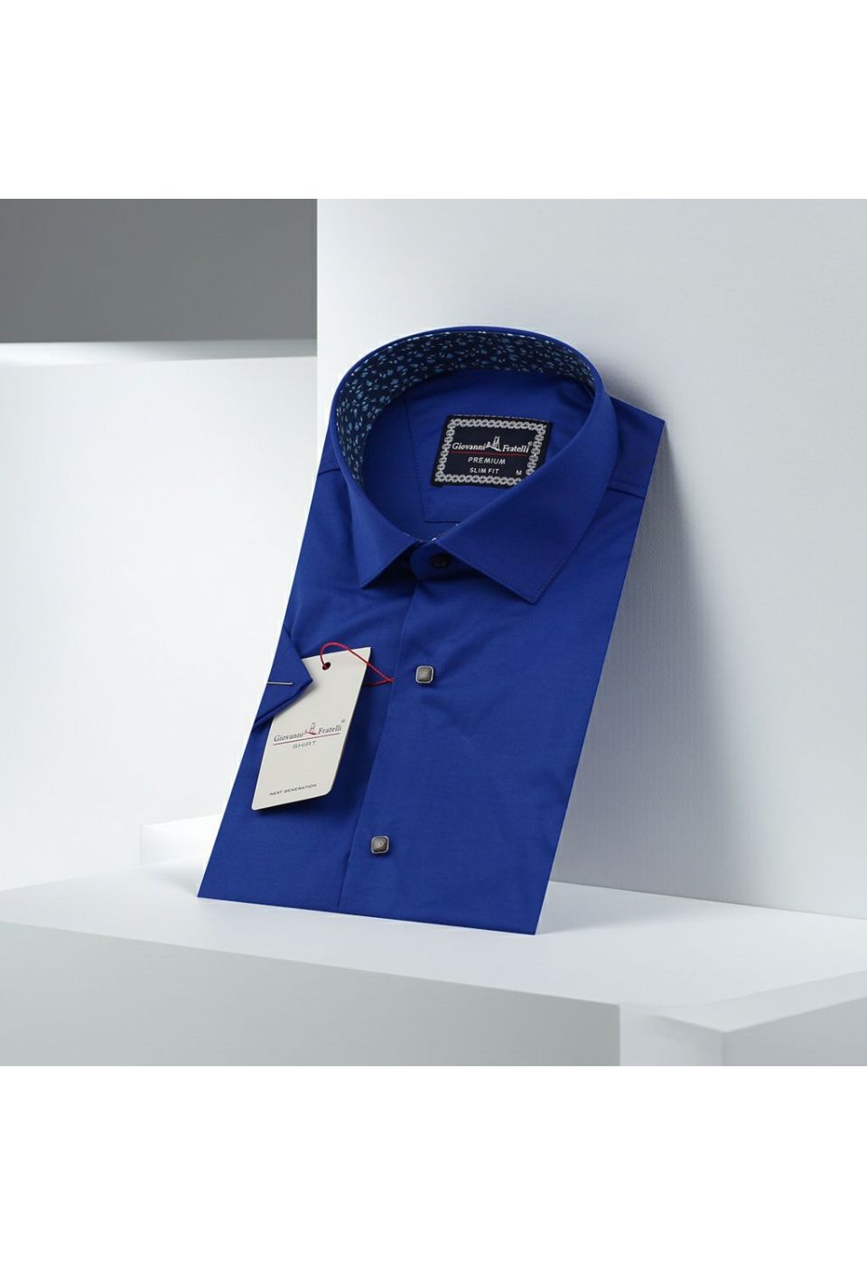 Slim Fit Kısa Kol Düz Renk Saten Erkek Gömlek 3GMK327070015 - Giovanni Fratelli