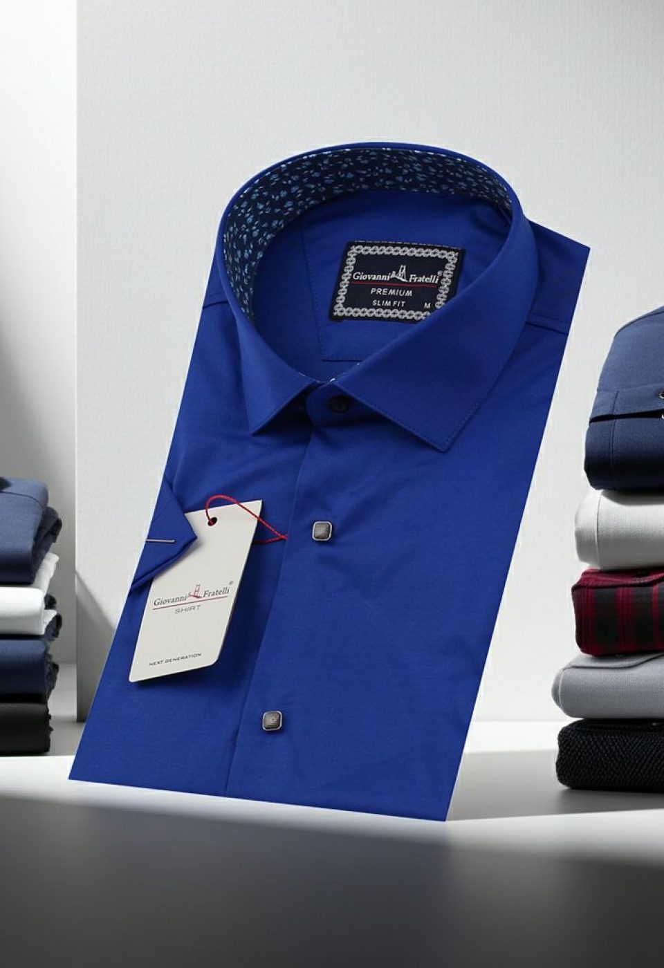 Slim Fit Kısa Kol Düz Renk Saten Erkek Gömlek 3GMK327070015 - Giovanni Fratelli