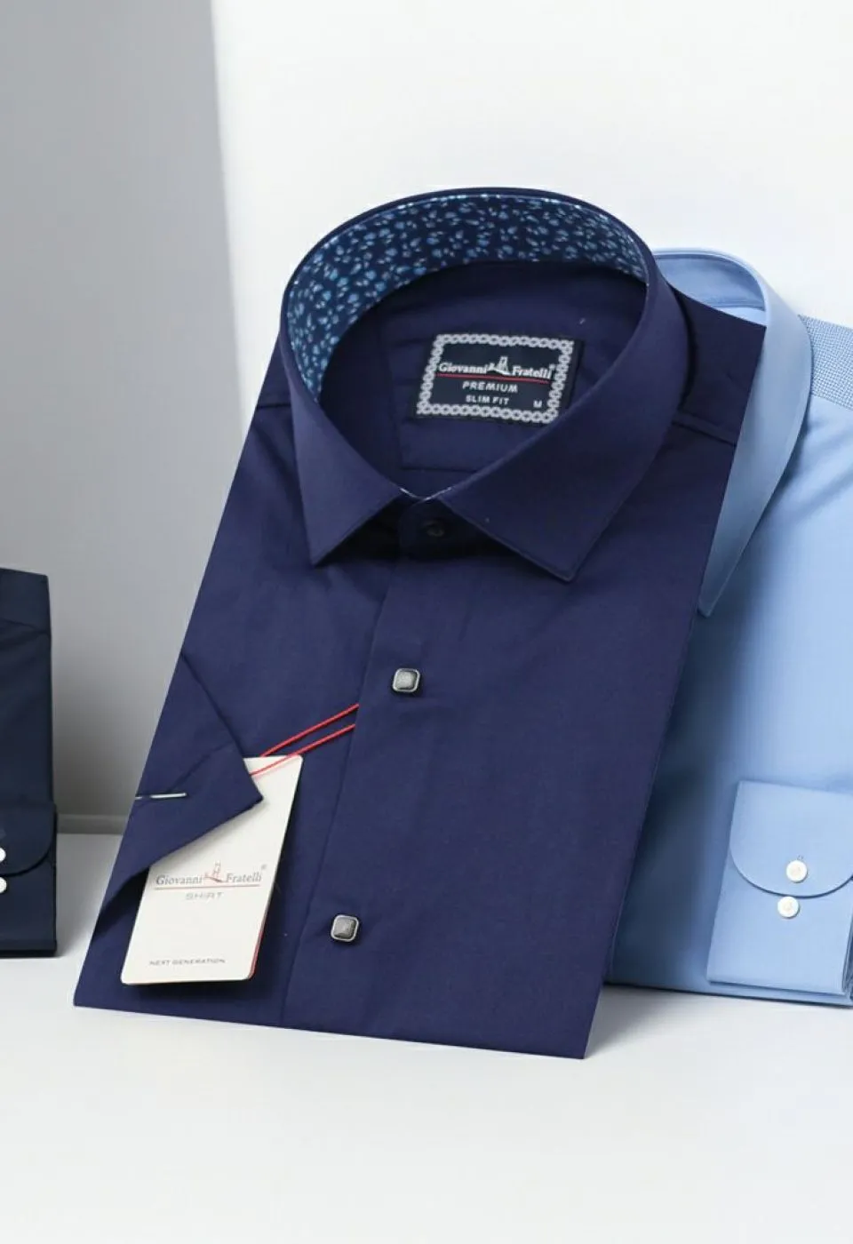 Slim Fit Kısa Kol Düz Renk Saten Erkek Gömlek 3GMK327070016 - Giovanni Fratelli