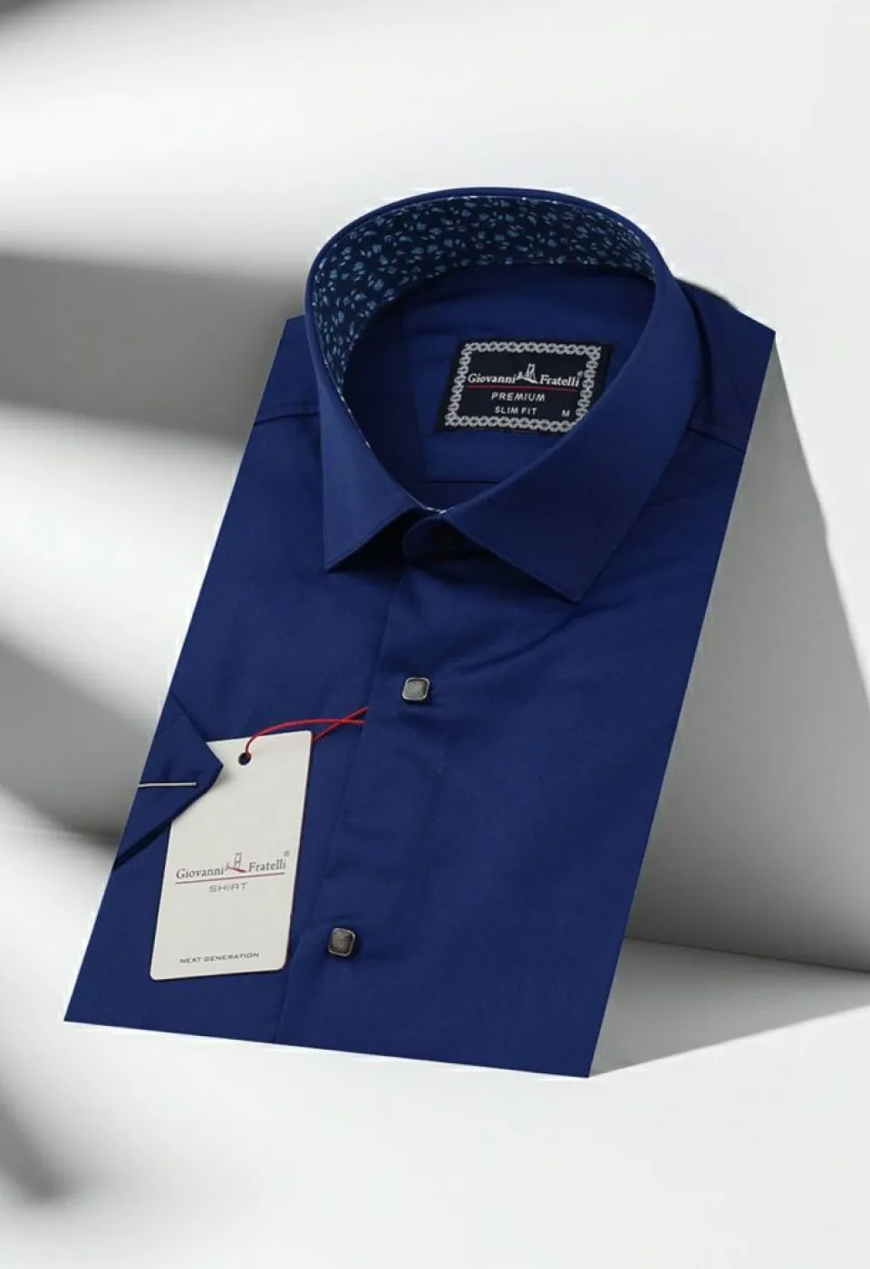 Slim Fit Kısa Kol Düz Renk Saten Erkek Gömlek 3GMK327070017 - Giovanni Fratelli