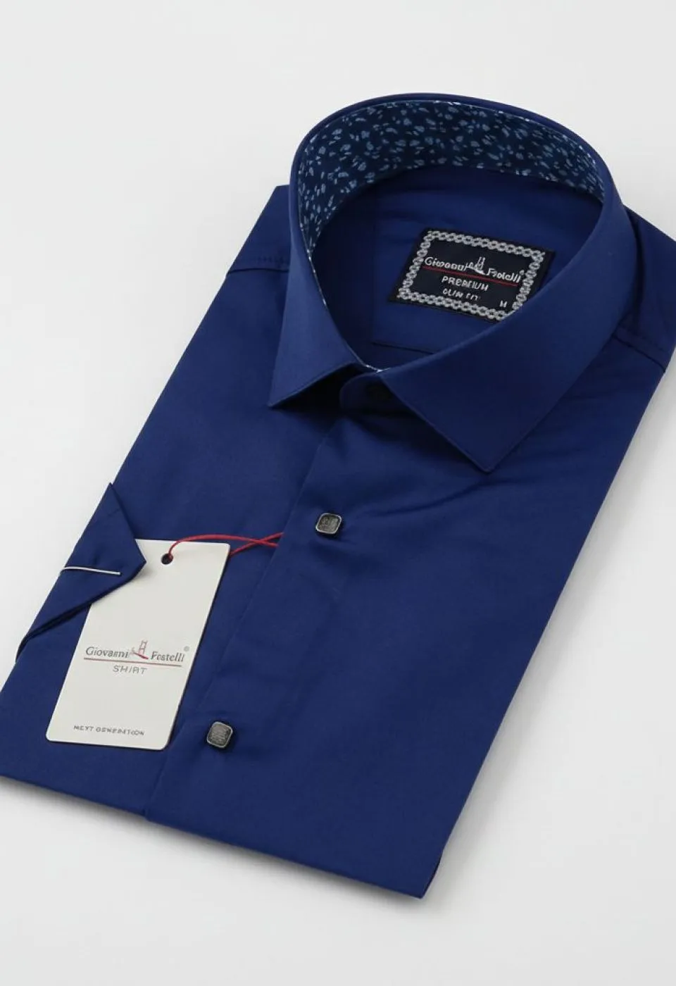 Slim Fit Kısa Kol Düz Renk Saten Erkek Gömlek 3GMK327070017 - Giovanni Fratelli
