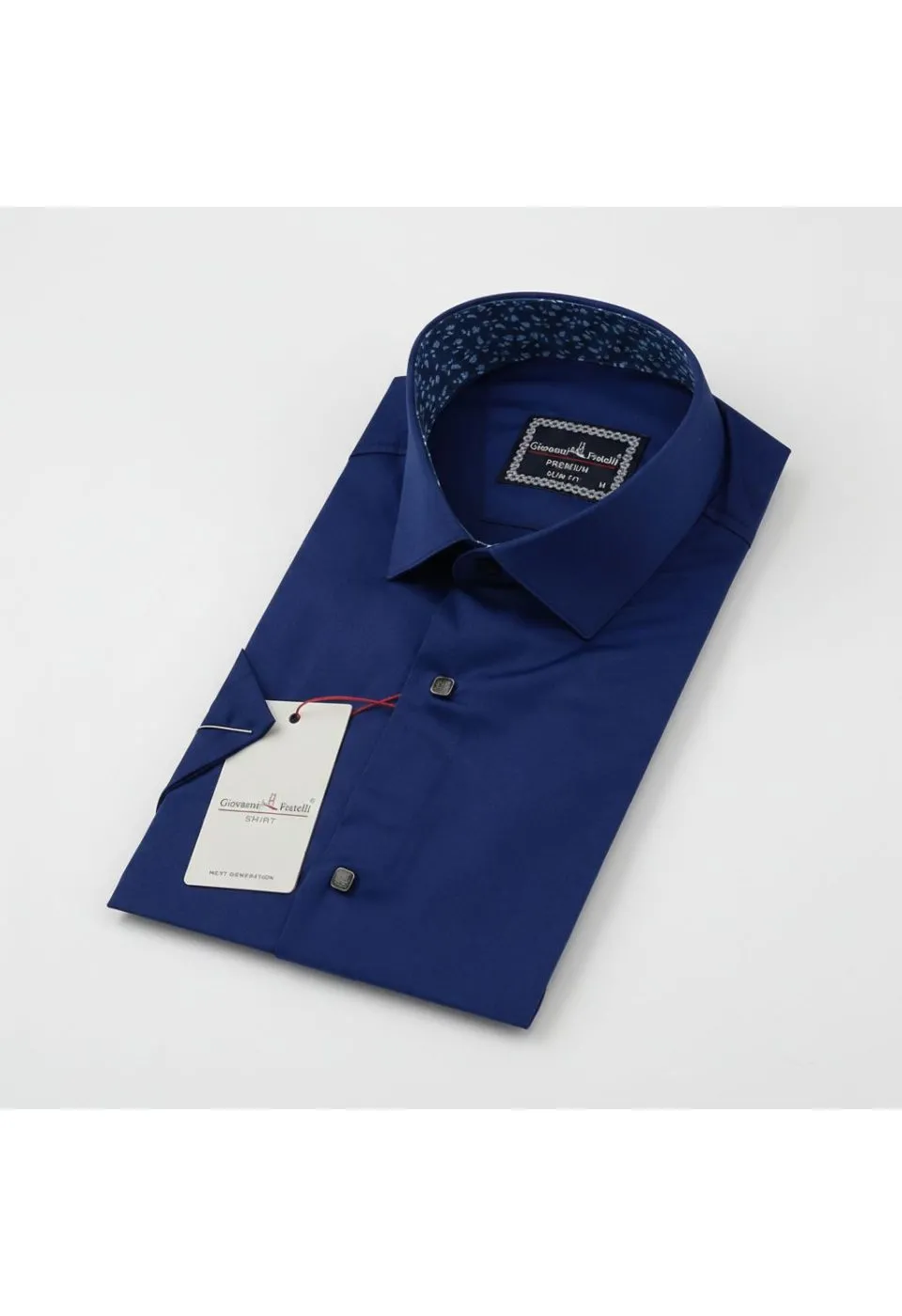 Slim Fit Kısa Kol Düz Renk Saten Erkek Gömlek 3GMK327070017 - Giovanni Fratelli
