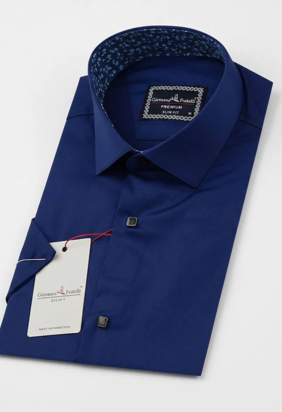Slim Fit Kısa Kol Düz Renk Saten Erkek Gömlek 3GMK327070017 - Giovanni Fratelli