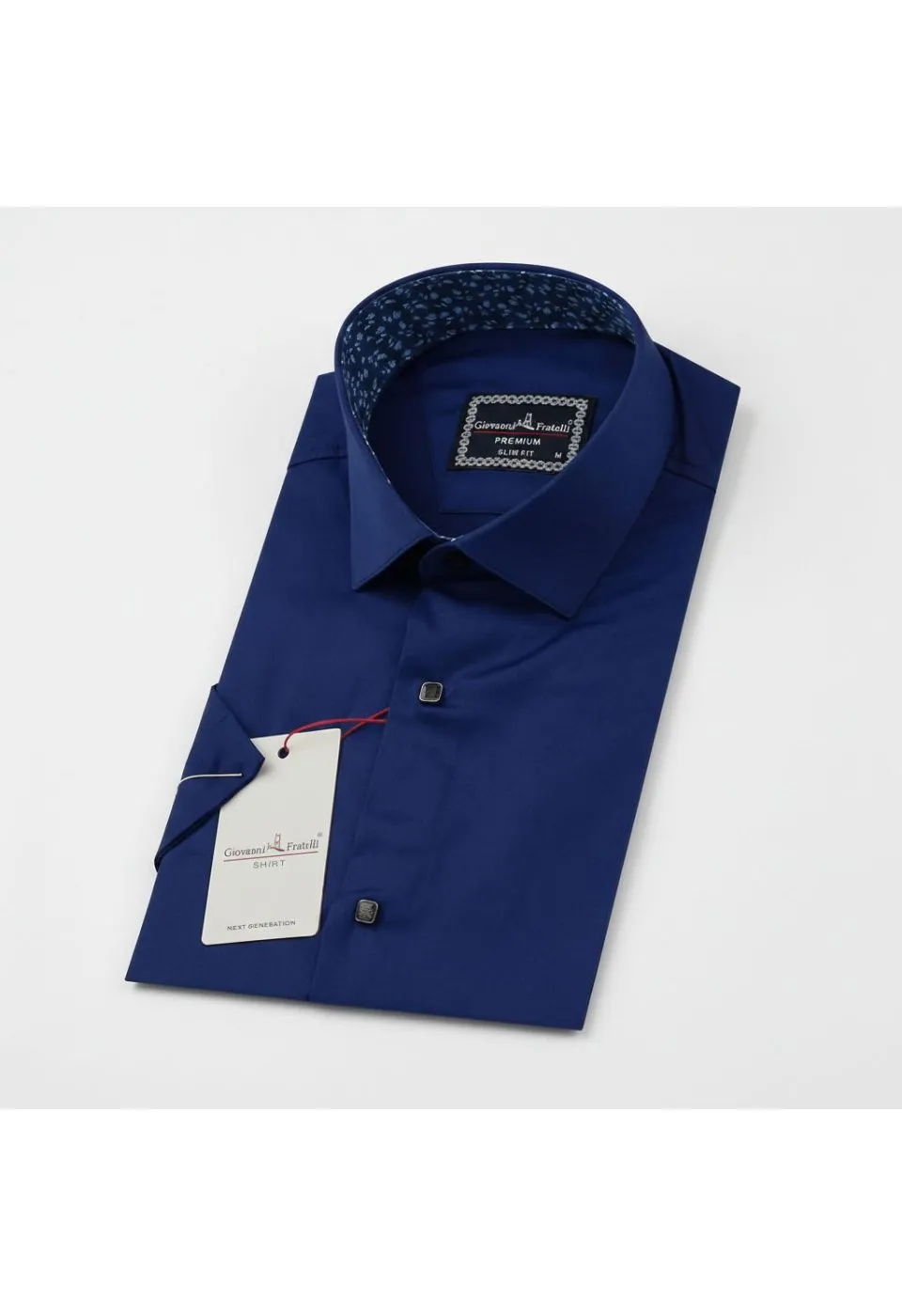 Slim Fit Kısa Kol Düz Renk Saten Erkek Gömlek 3GMK327070017 - Giovanni Fratelli