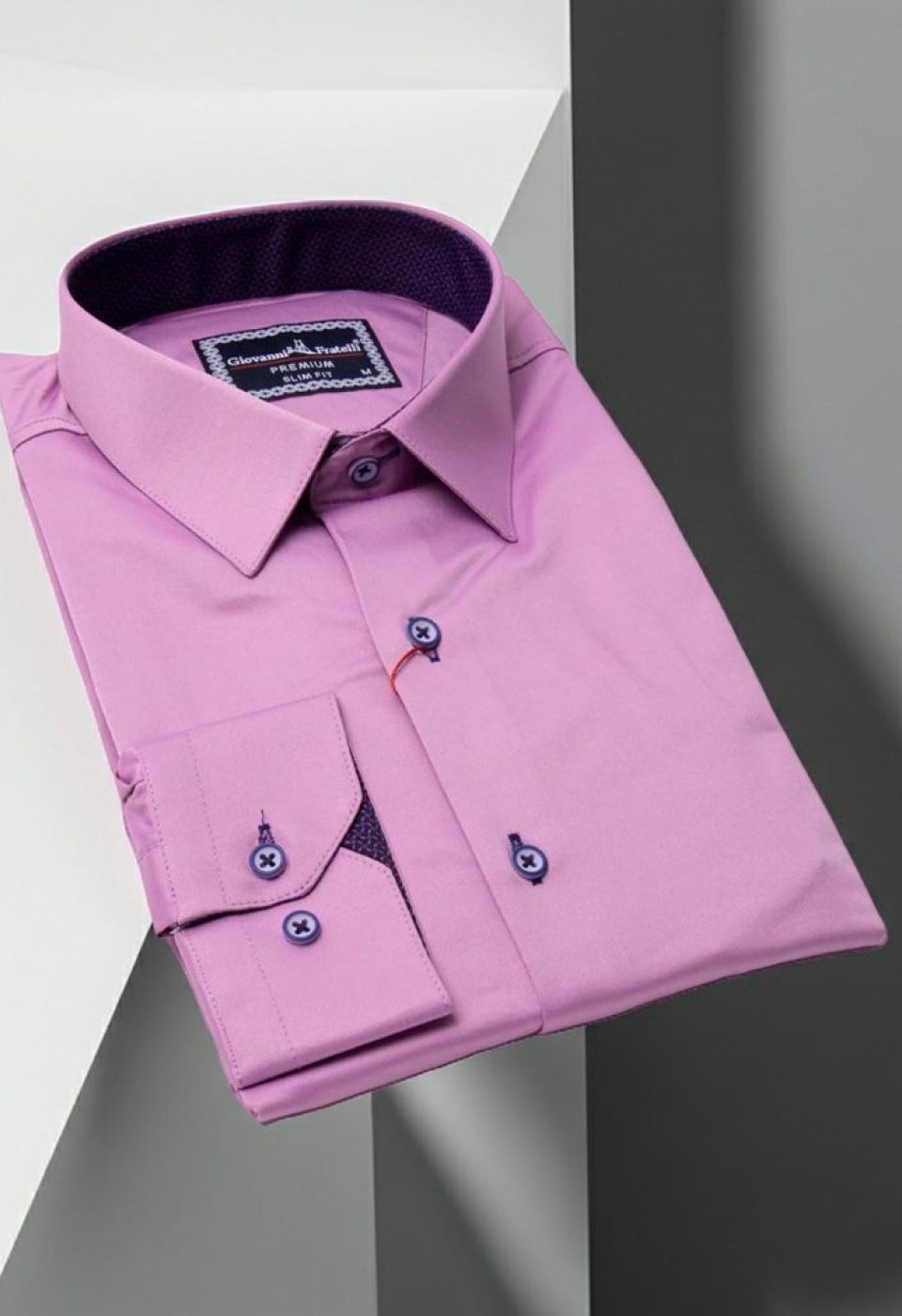 Slim Fit Uzun Kol Düz Renk Saten Erkek Gömlek 3GMK317090022