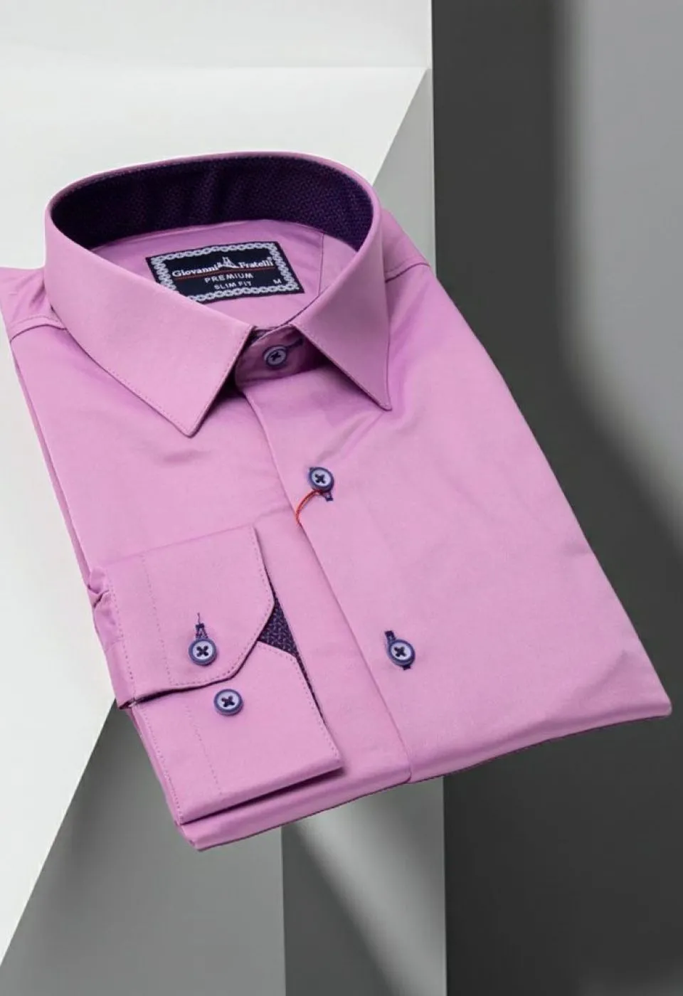 Slim Fit Uzun Kol Düz Renk Saten Erkek Gömlek 3GMK317090022