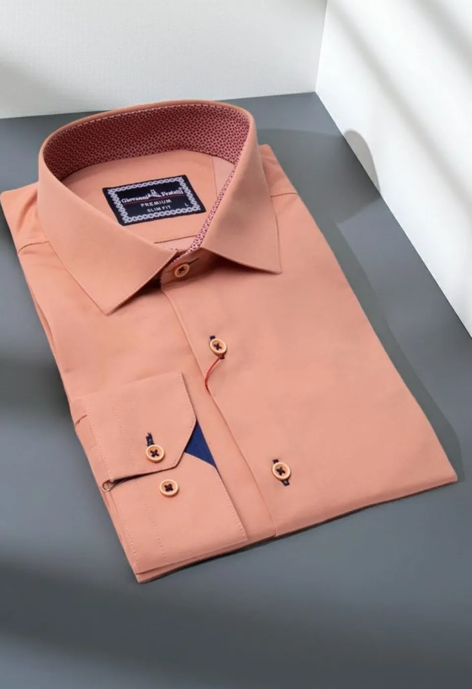 Slim Fit Uzun Kol Düz Renk Saten Erkek Gömlek 3GMK317090033