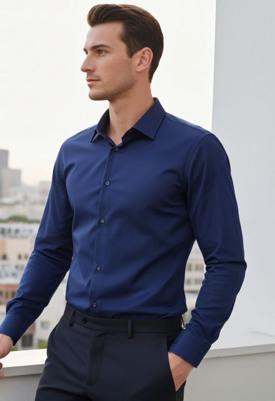 Slim Fit Uzun Kol Düz Renk Saten Erkek Gömlek 3GMK327091008 - Giovanni Fratelli