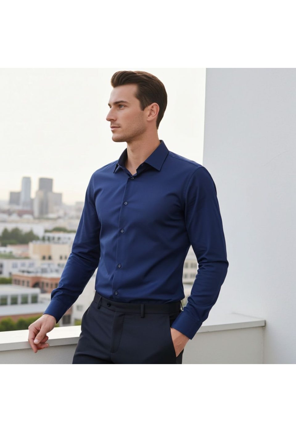 Slim Fit Uzun Kol Düz Renk Saten Erkek Gömlek 3GMK327091008 - Giovanni Fratelli