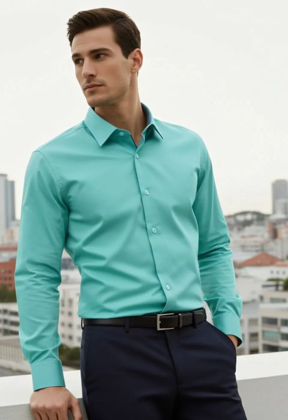 Slim Fit Uzun Kol Düz Renk Saten Erkek Gömlek 3GMK327091022 - Giovanni Fratelli