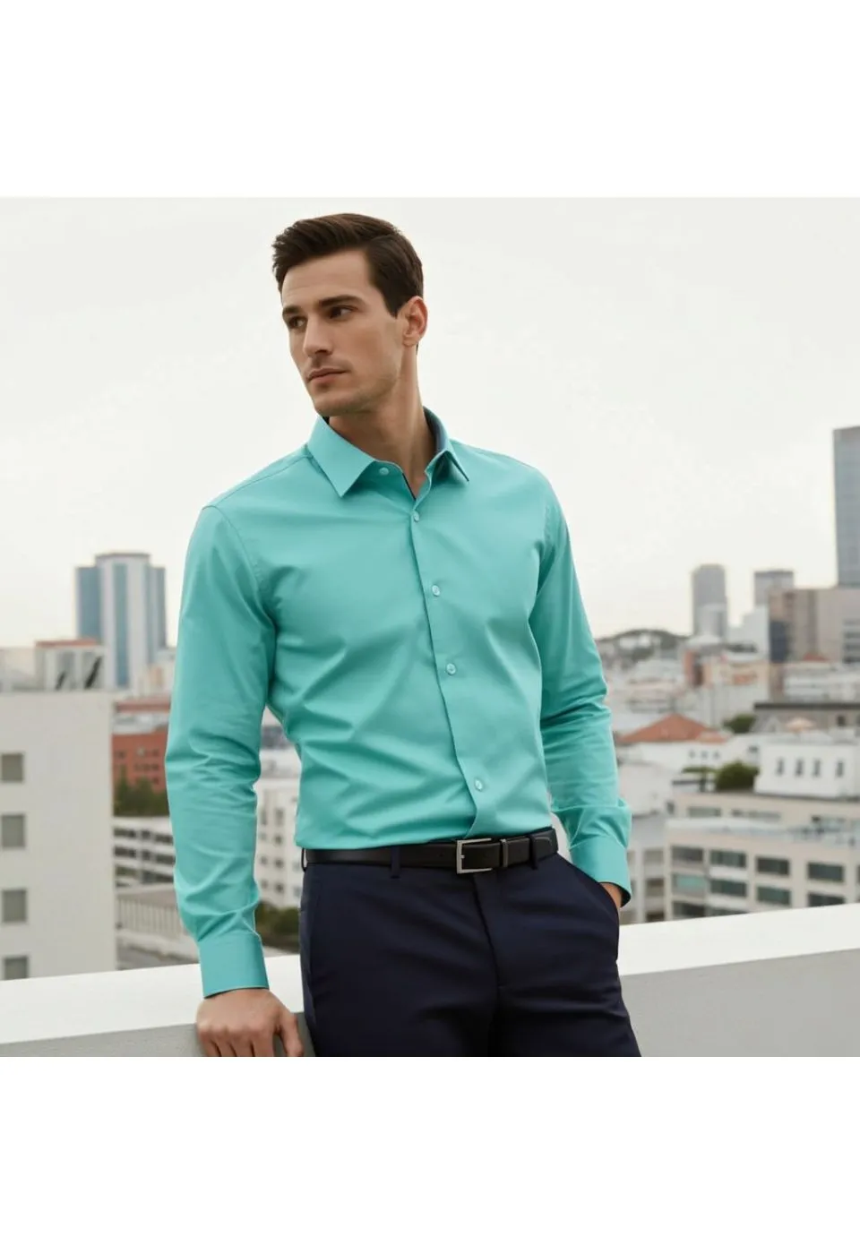Slim Fit Uzun Kol Düz Renk Saten Erkek Gömlek 3GMK327091022 - Giovanni Fratelli