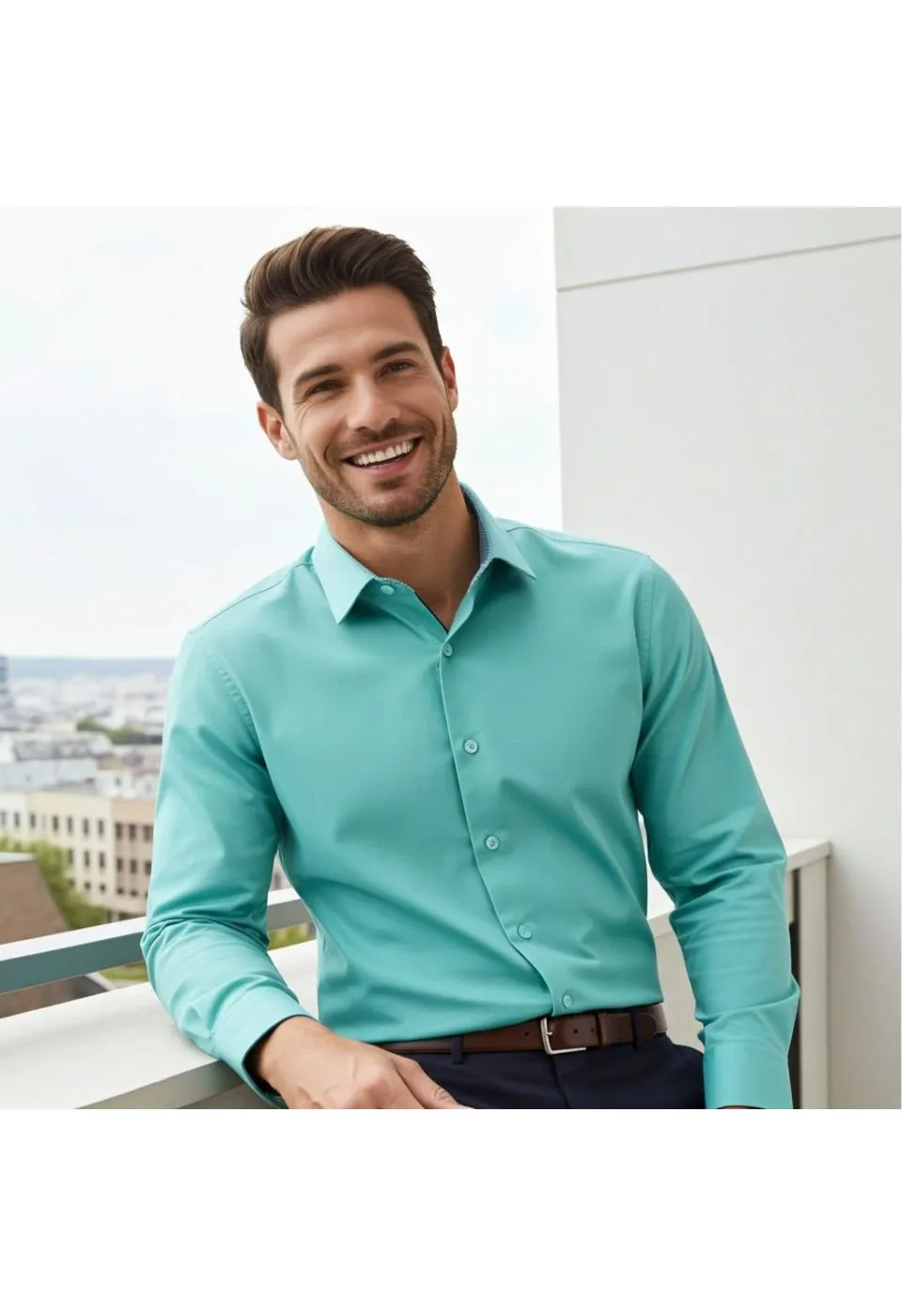 Slim Fit Uzun Kol Düz Renk Saten Erkek Gömlek 3GMK327091022 - Giovanni Fratelli