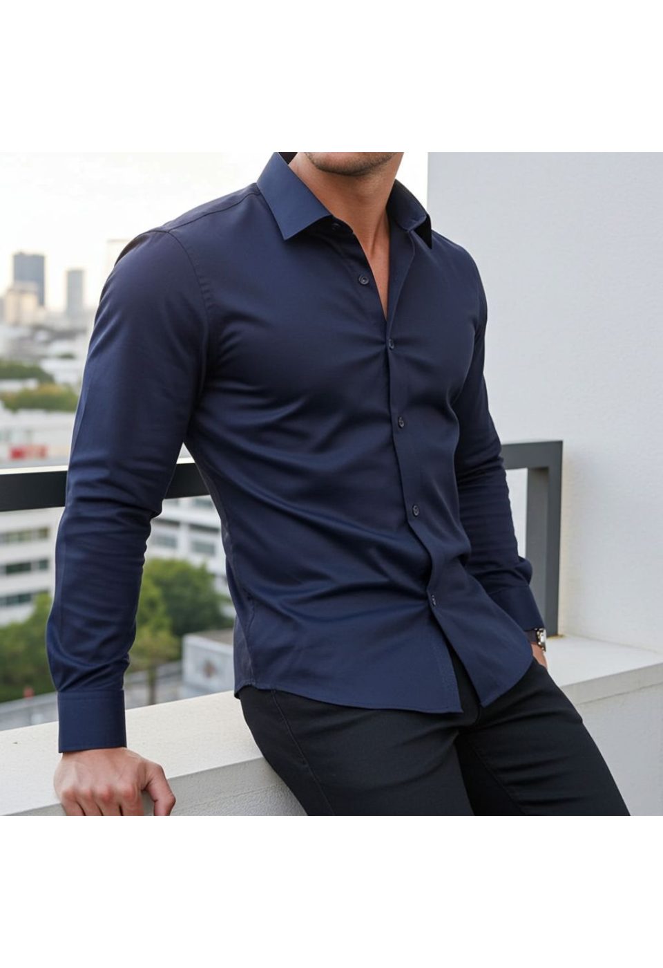 7091 CR SATIN 023 Slim Fit Uzun Kol Düz Renk Saten Erkek Gömlek 3GMK327091023 - Giovanni Fratelli