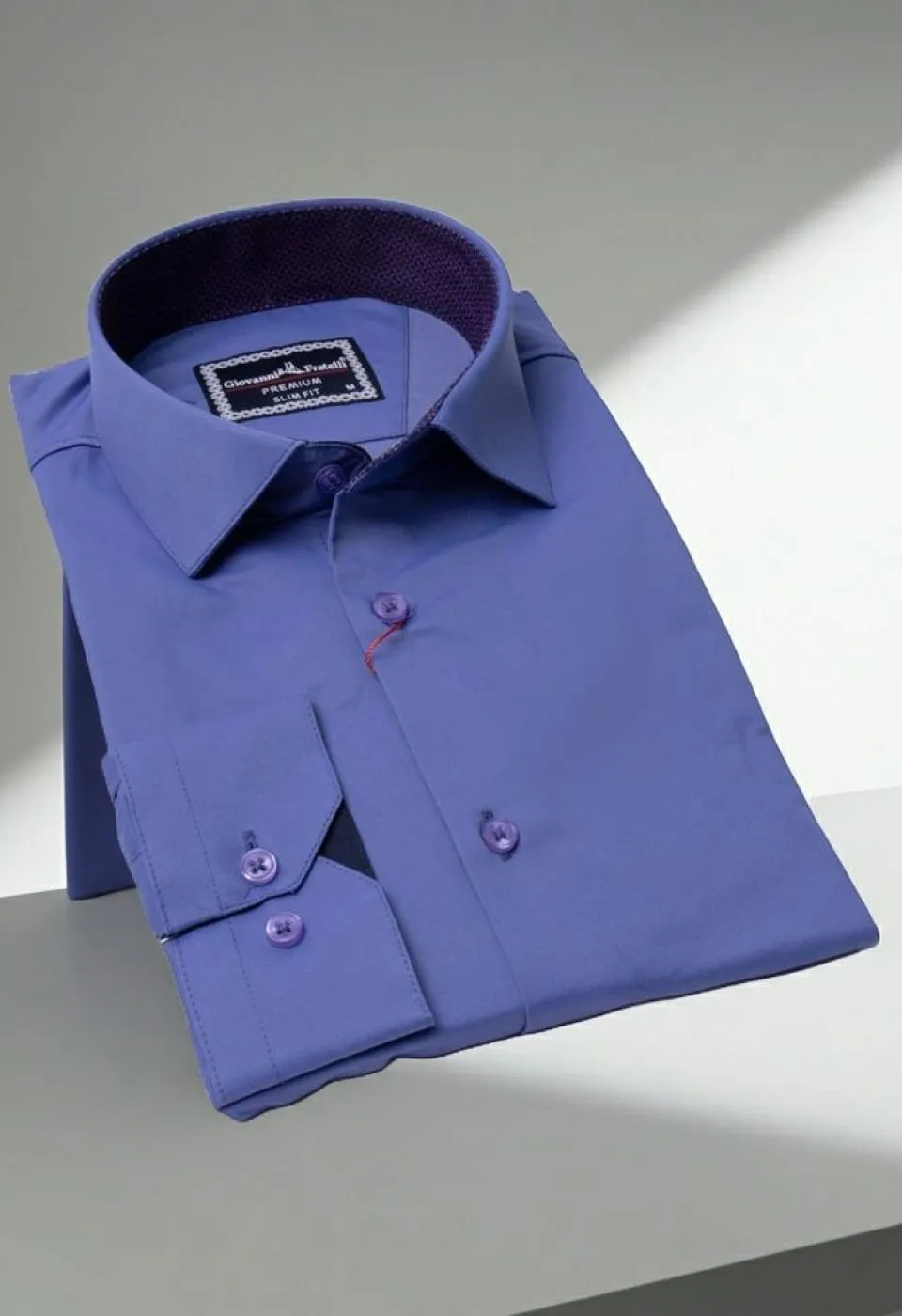 Slim Fit Uzun Kol Düz Renk Saten Erkek Gömlek 3GMK327091027