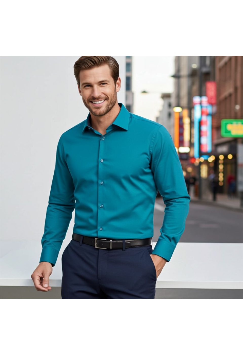 Slim Fit Uzun Kol Düz Renk Saten Erkek Gömlek 3GMK327091028 - Giovanni Fratelli