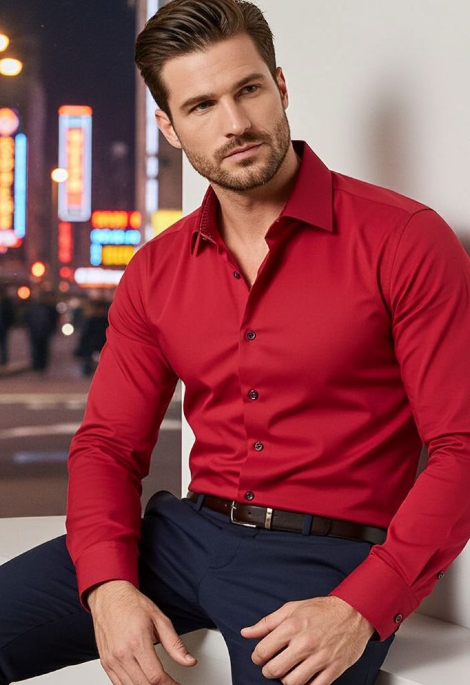 Slim Fit Uzun Kol Düz Renk Saten Erkek Gömlek 3GMK327091029 - Giovanni Fratelli