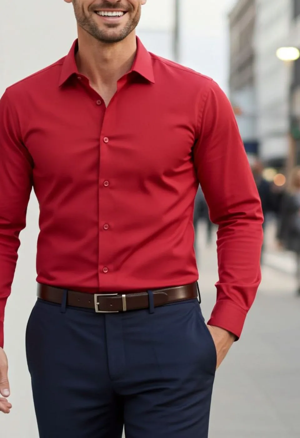 Slim Fit Uzun Kol Düz Renk Saten Erkek Gömlek 3GMK327091036