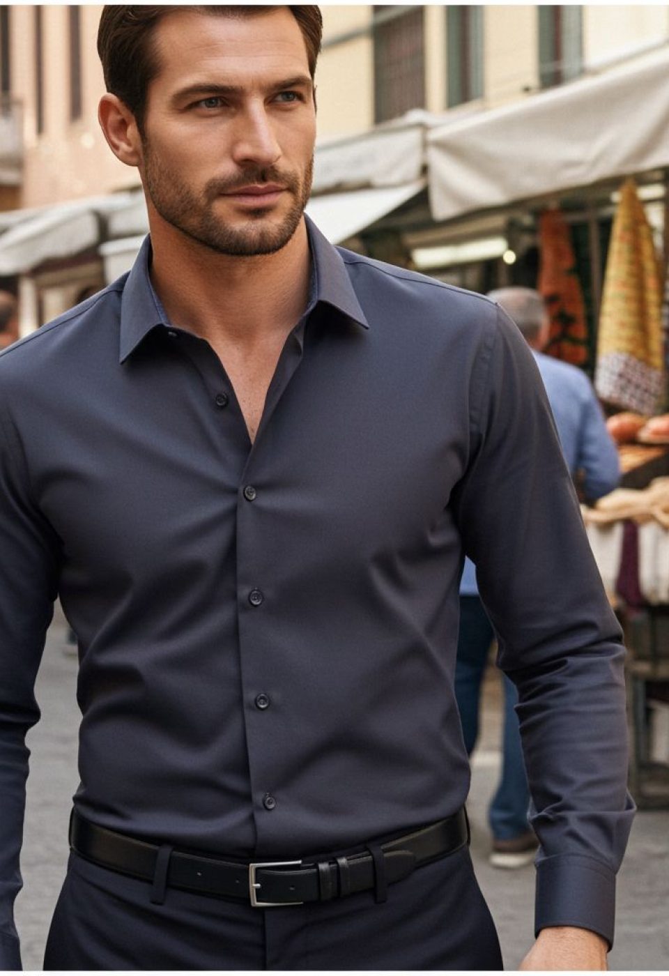 Slim Fit Uzun Kol Düz Renk Saten Erkek Gömlek 3GMK327091040