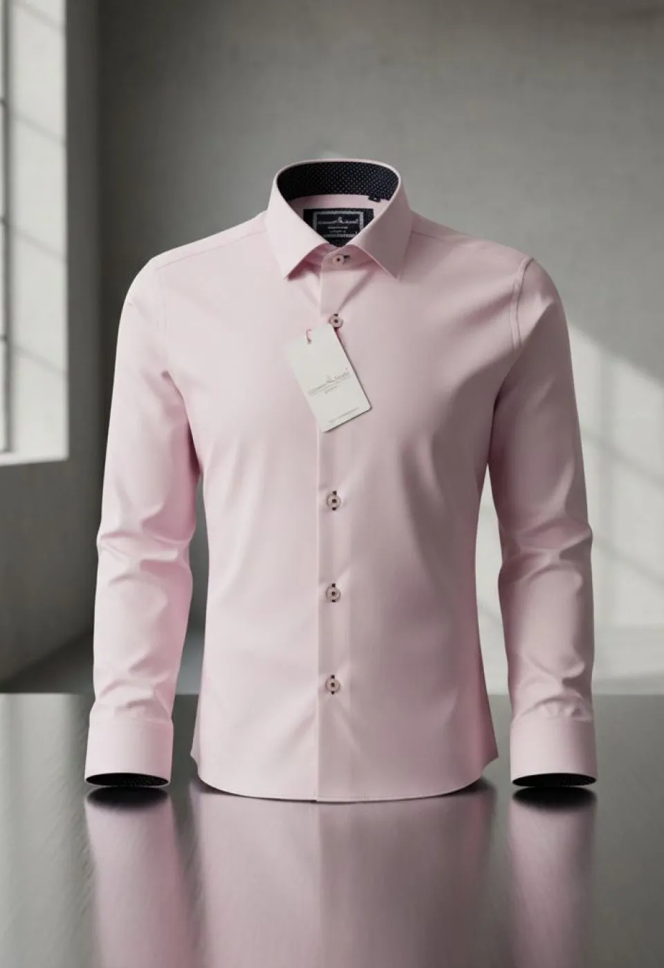 Slim Fit Uzun Kol Düz Renk Saten Erkek Gömlek 3GMK326026005