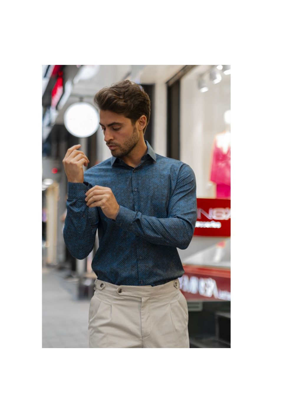 Slim Fit Uzun Kol Desenli Dijital Baskılı Erkek Gömlek 3GMK316039003 - Giovanni Fratelli