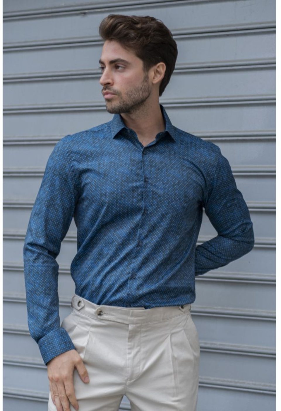 Slim Fit Uzun Kol Desenli Dijital Baskılı Erkek Gömlek 3GMK316039003 - Giovanni Fratelli
