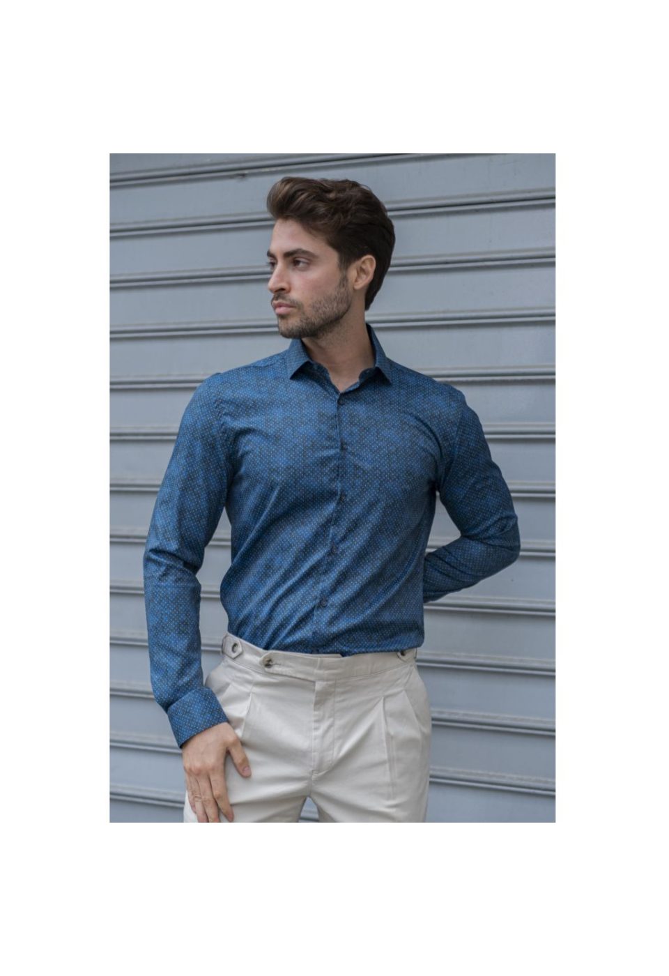 Slim Fit Uzun Kol Desenli Dijital Baskılı Erkek Gömlek 3GMK316039003 - Giovanni Fratelli