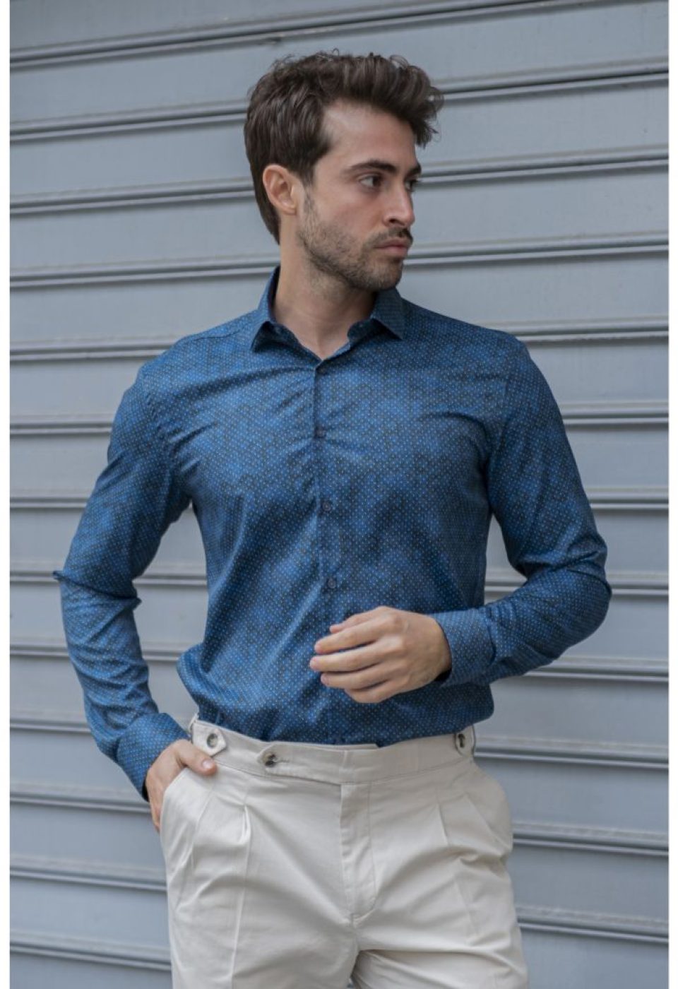 Slim Fit Uzun Kol Desenli Dijital Baskılı Erkek Gömlek 3GMK316039003 - Giovanni Fratelli