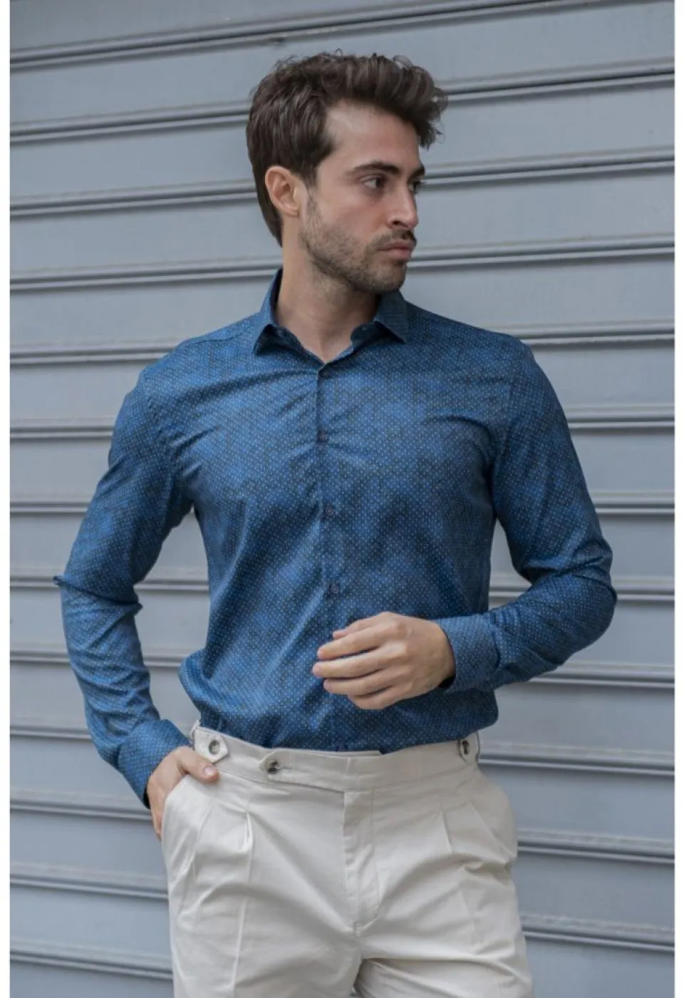 Slim Fit Uzun Kol Desenli Dijital Baskılı Erkek Gömlek 3GMK316039003 - Giovanni Fratelli