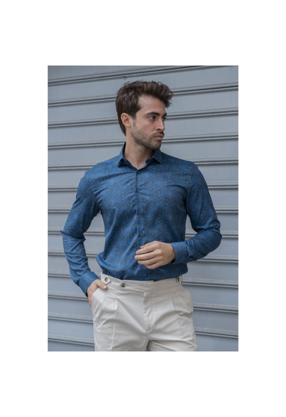 Slim Fit Uzun Kol Desenli Dijital Baskılı Erkek Gömlek 3GMK316039003 - Giovanni Fratelli