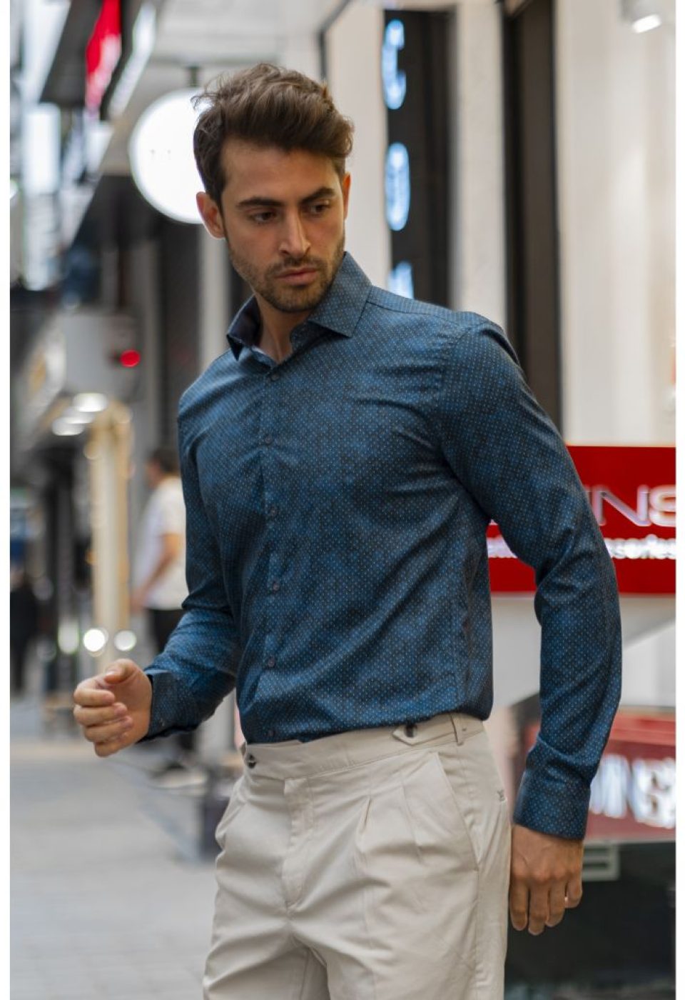 Slim Fit Uzun Kol Desenli Dijital Baskılı Erkek Gömlek 3GMK316039003 - Giovanni Fratelli