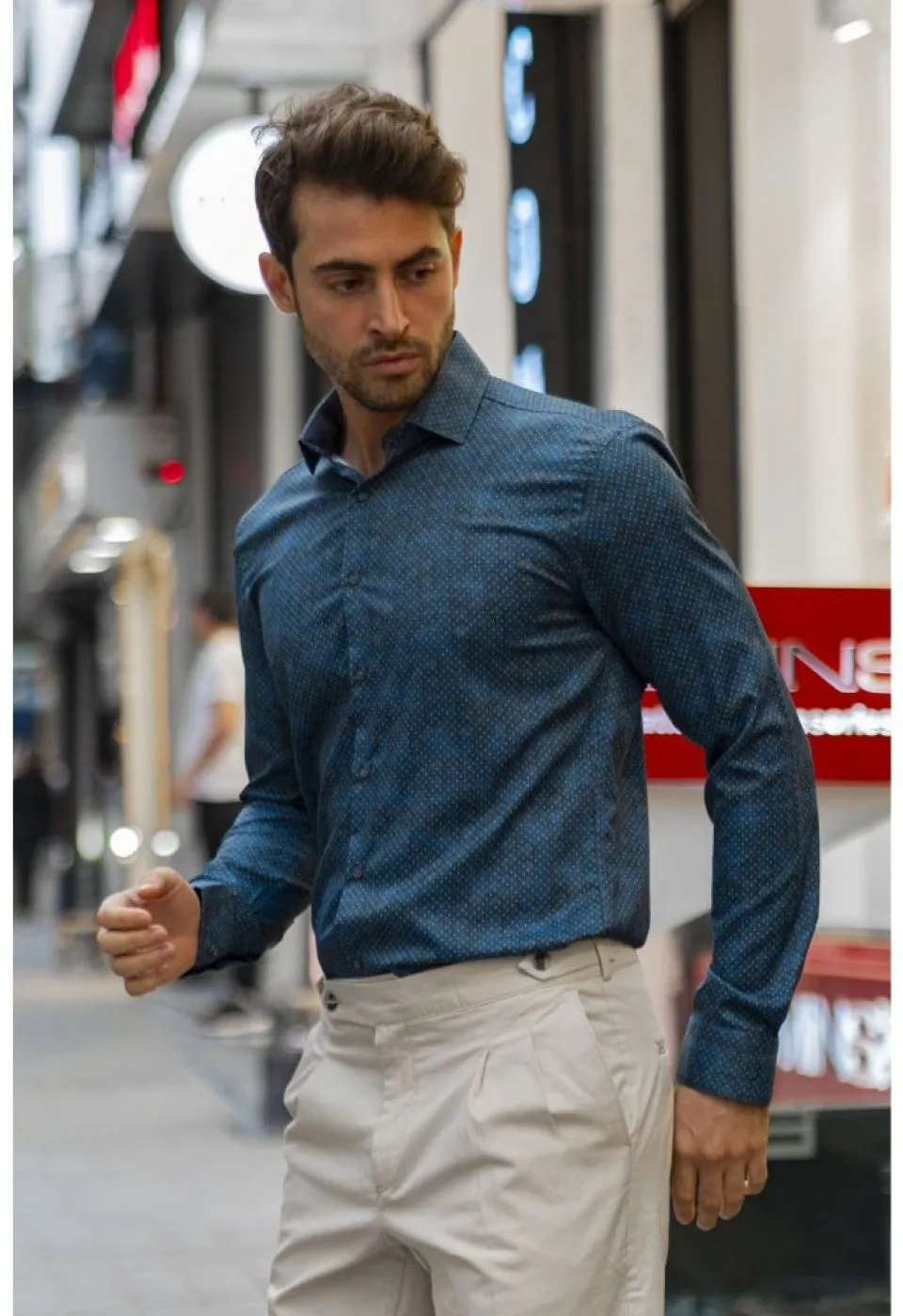 Slim Fit Uzun Kol Desenli Dijital Baskılı Erkek Gömlek 3GMK316039003 - Giovanni Fratelli