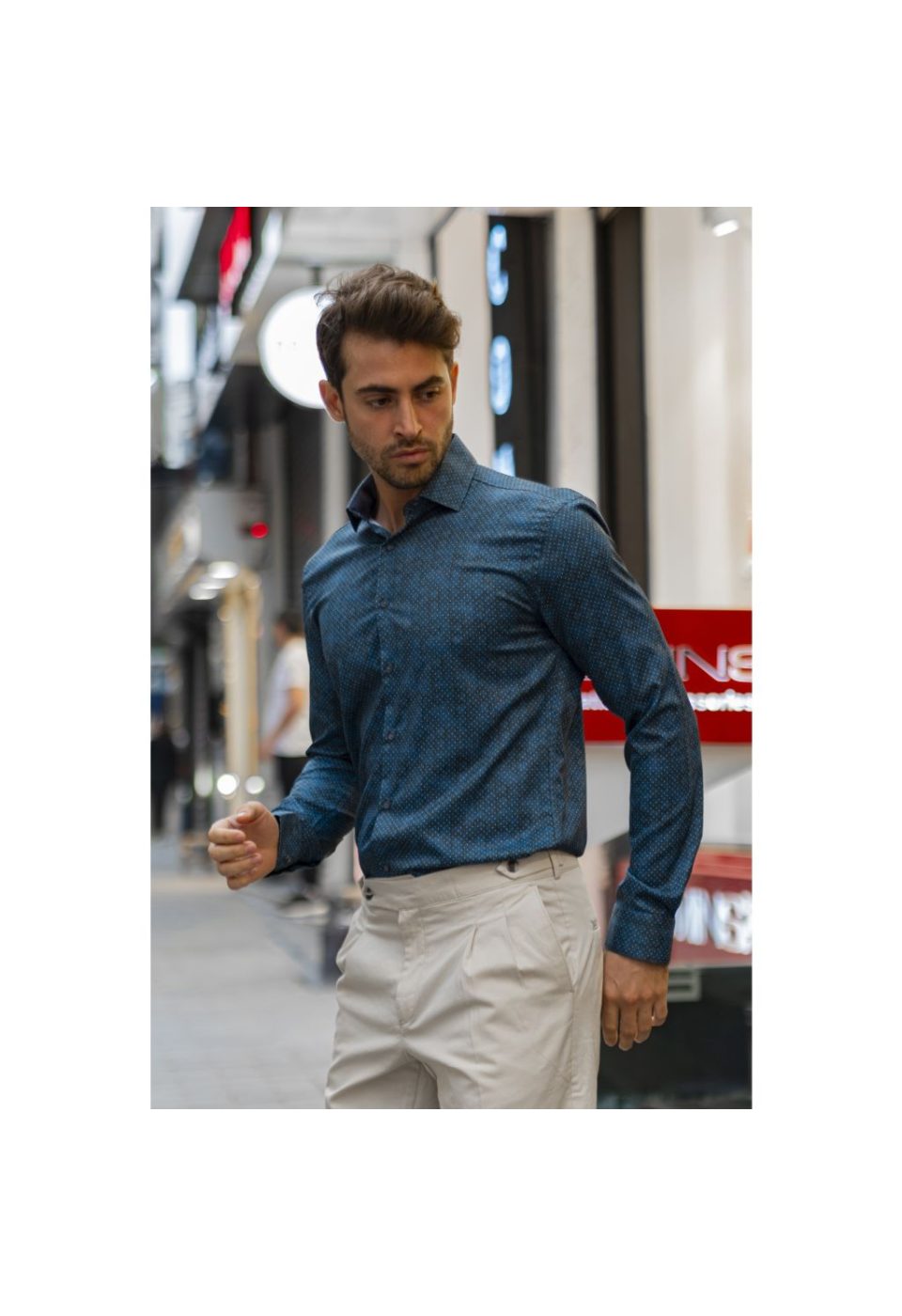 Slim Fit Uzun Kol Desenli Dijital Baskılı Erkek Gömlek 3GMK316039003 - Giovanni Fratelli