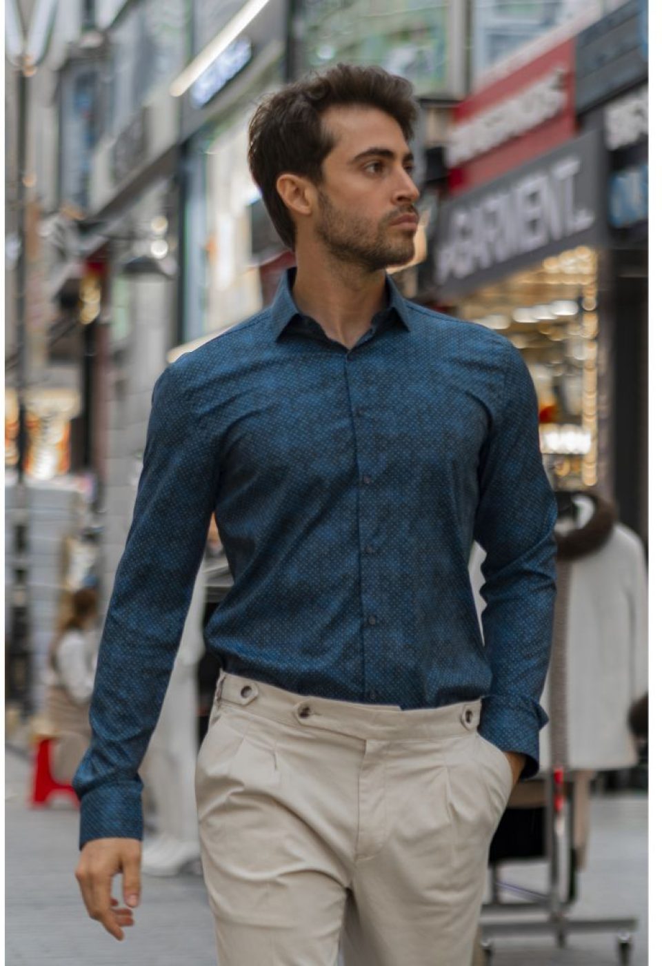 Slim Fit Uzun Kol Desenli Dijital Baskılı Erkek Gömlek 3GMK316039003 - Giovanni Fratelli