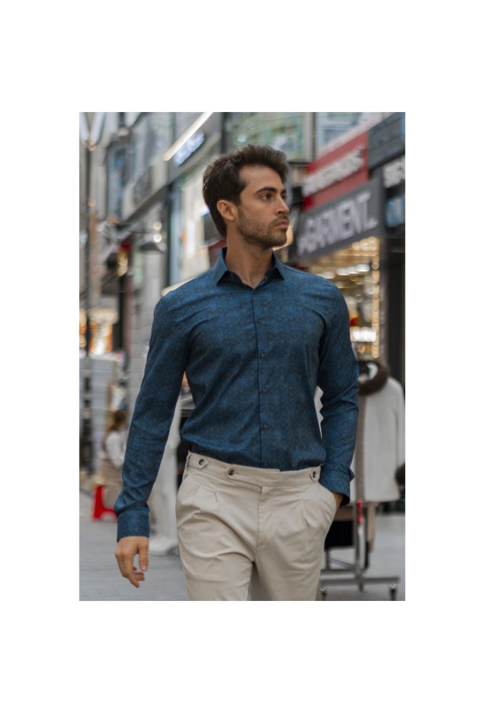 Slim Fit Uzun Kol Desenli Dijital Baskılı Erkek Gömlek 3GMK316039003 - Giovanni Fratelli