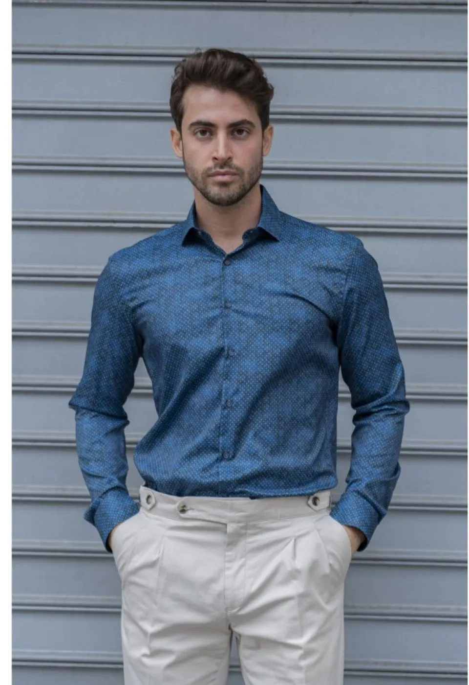 Slim Fit Uzun Kol Desenli Dijital Baskılı Erkek Gömlek 3GMK316039003 - Giovanni Fratelli