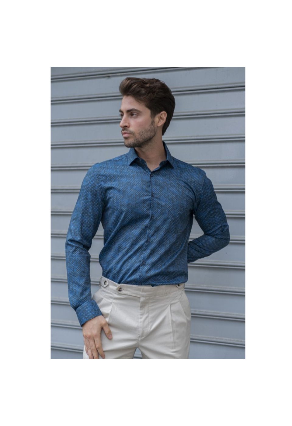 Slim Fit Uzun Kol Desenli Dijital Baskılı Erkek Gömlek 3GMK316040003 - Giovanni Fratelli