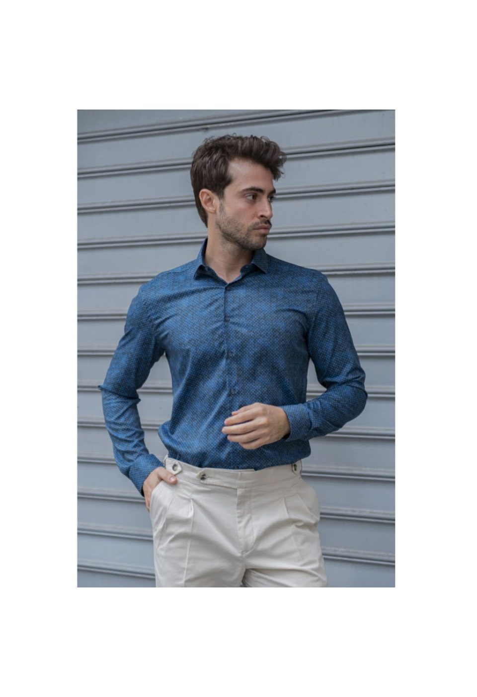 Slim Fit Uzun Kol Desenli Dijital Baskılı Erkek Gömlek 3GMK316040003 - Giovanni Fratelli